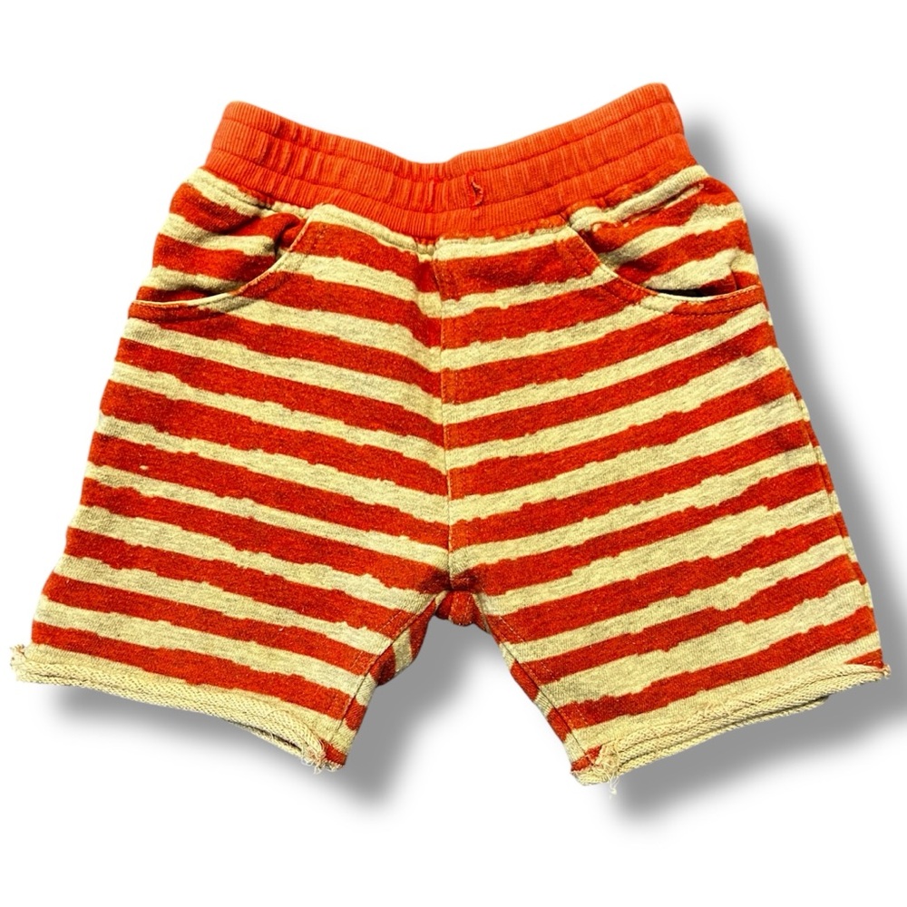 GUC Striped Kids Shorts - Orange and Gray - Motorcycle Pockets (12 months)